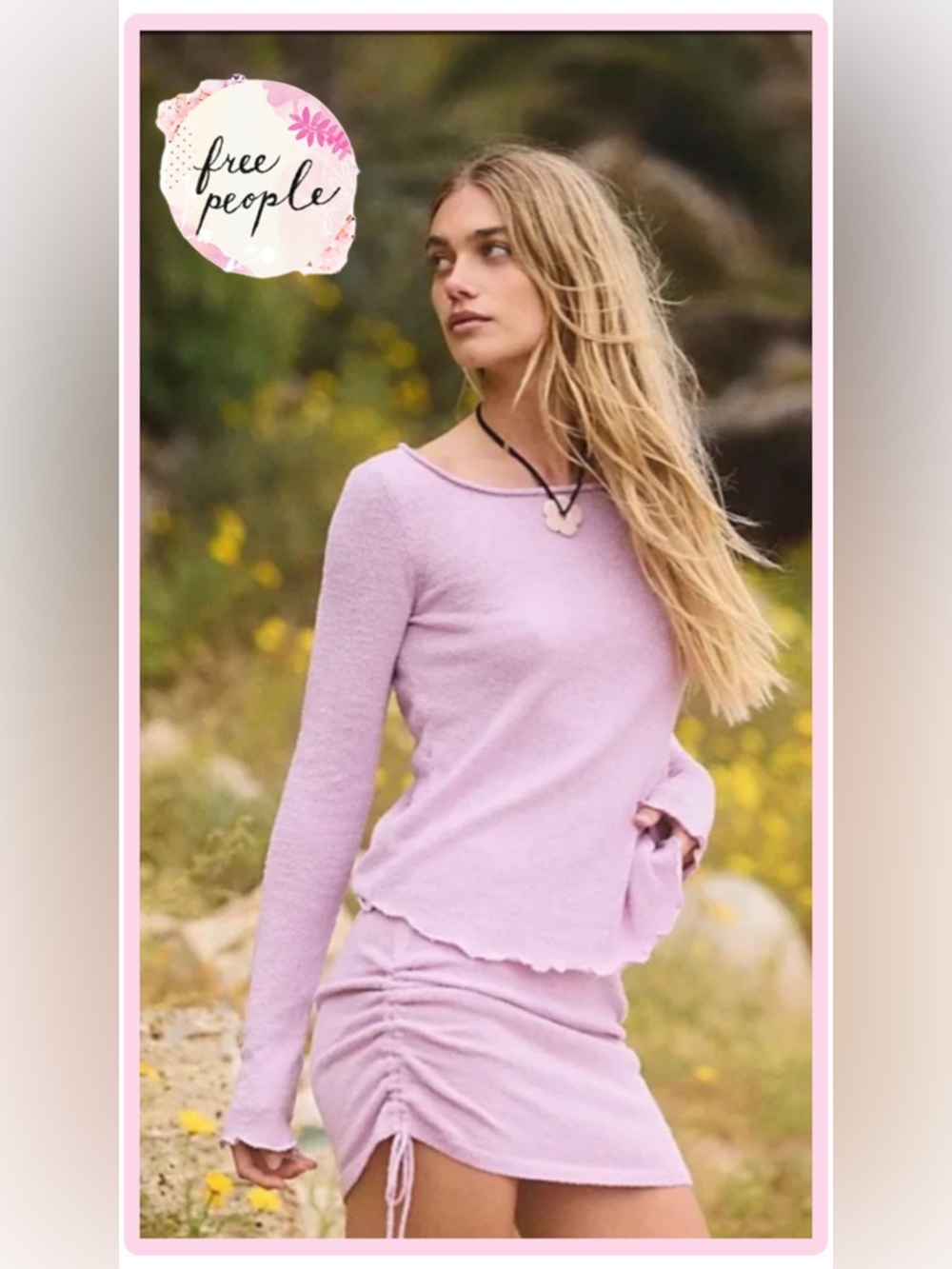 New Free People Beach Cabo Sweater Skirt Set- Candy Lilac
